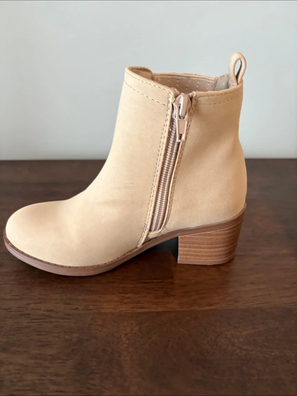Girls MIA Tan Ankle Boots with Embellished Side Panel